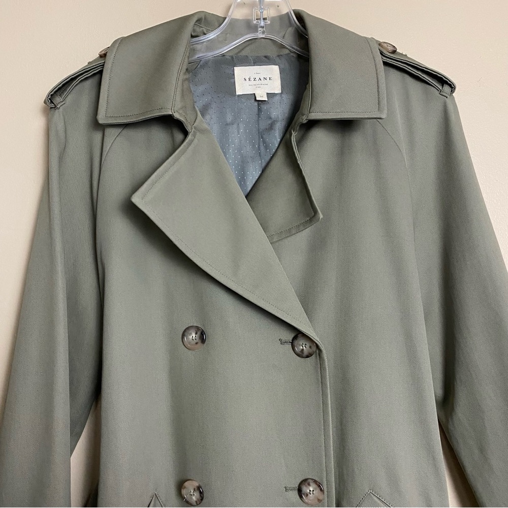 Sezane Scott Trench Coat Khaki Green - Picture 6 of 14